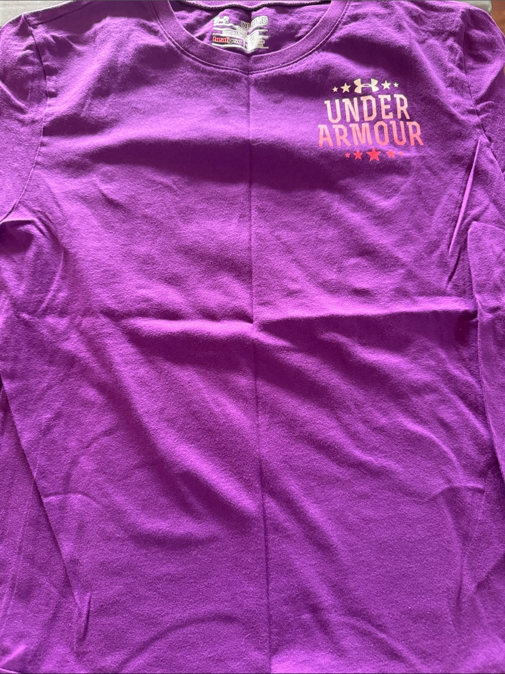 Under Armour Girls' Bright Purple short Sleeve Tee with Pink Accent Logo